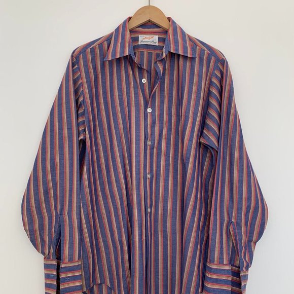 Vintage Jossyth - Size L - Blue / Red button up dress shirt - Picture 5 of 6